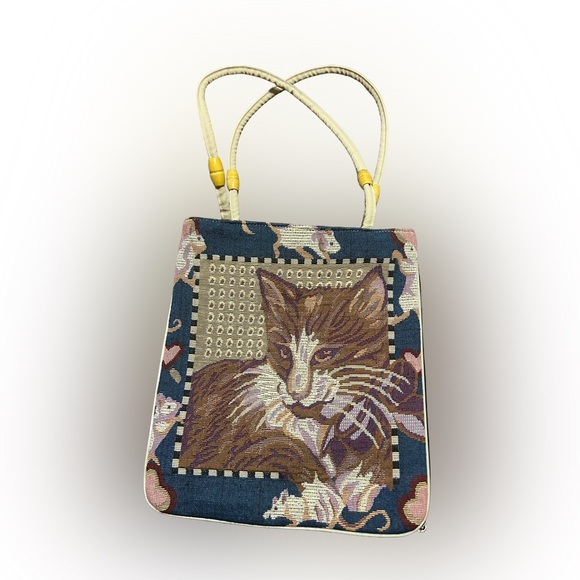 Cat and Mice Tapestry Purse Tote Bag - Picture 1 of 5